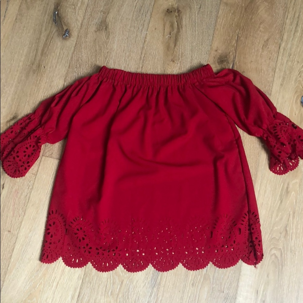 Off the shoulder laser cut top